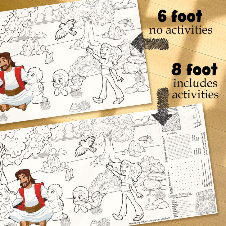 Jesus Blessing the Children Coloring Tablecloth comes in two sizes