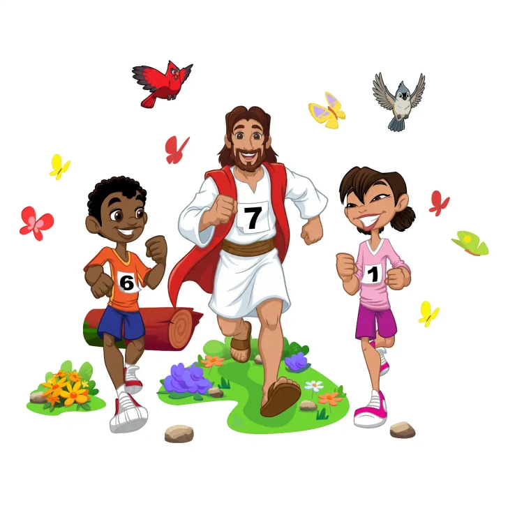 Jesus Running With Kids Wall Decal Set