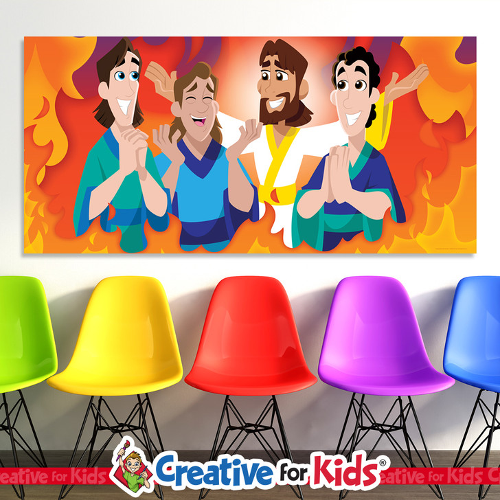 Daniel 3 fiery furnace Sunday school teaching banner