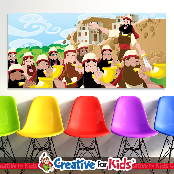 Joshua and walls of Jericho banner for Preschool lessons