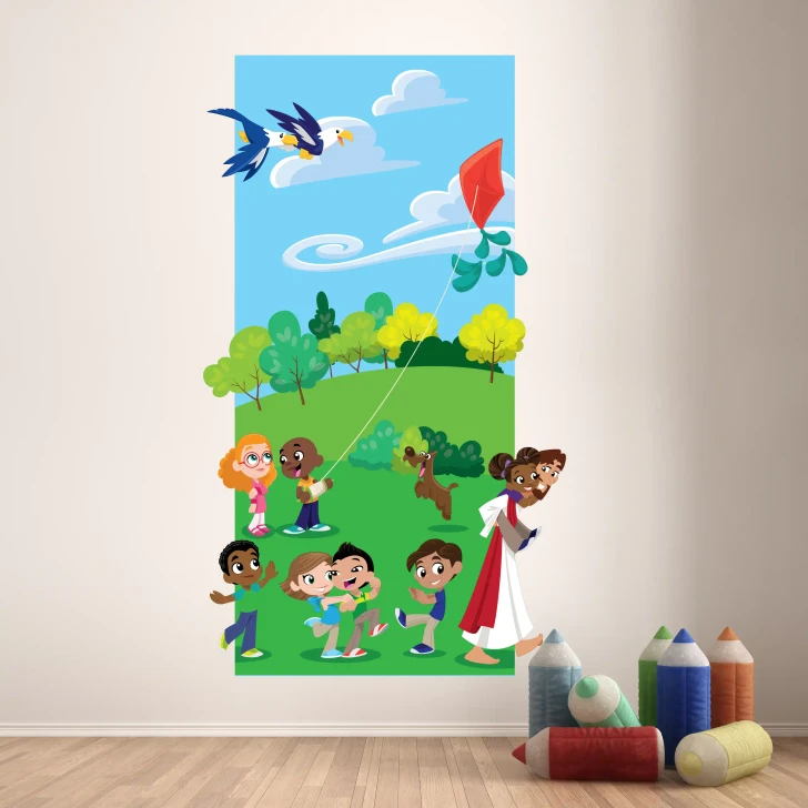 Jesus with children ministry wall decal