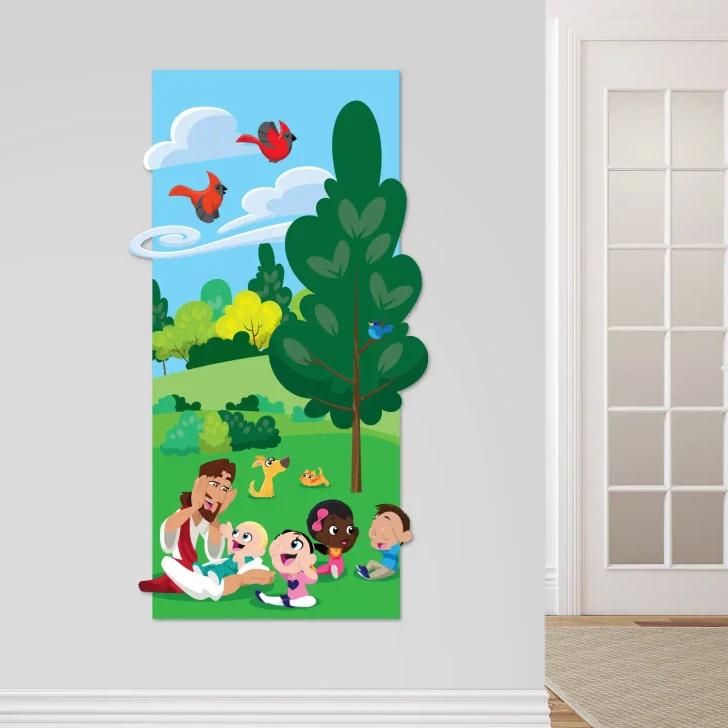 Jesus with children Christian classroom wall decal