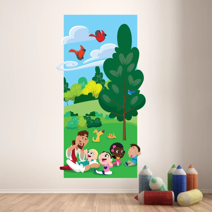 Jesus with children wall decal for kids ministry