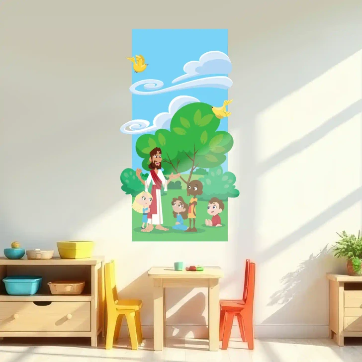 Jesus teaching children wall decal homeschool Bible learning display kids