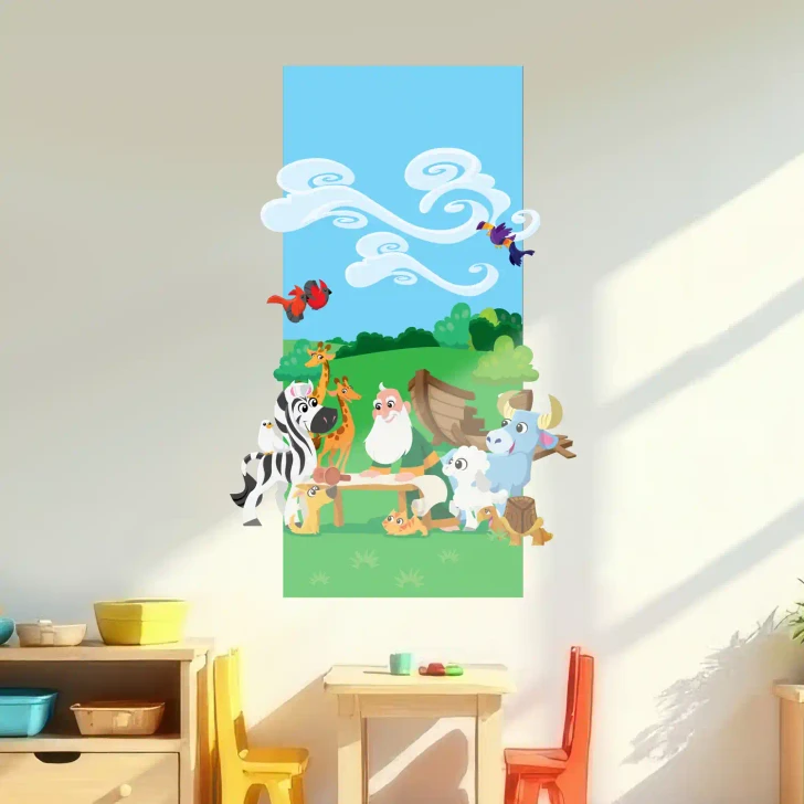 Noah building ark classroom wall decal