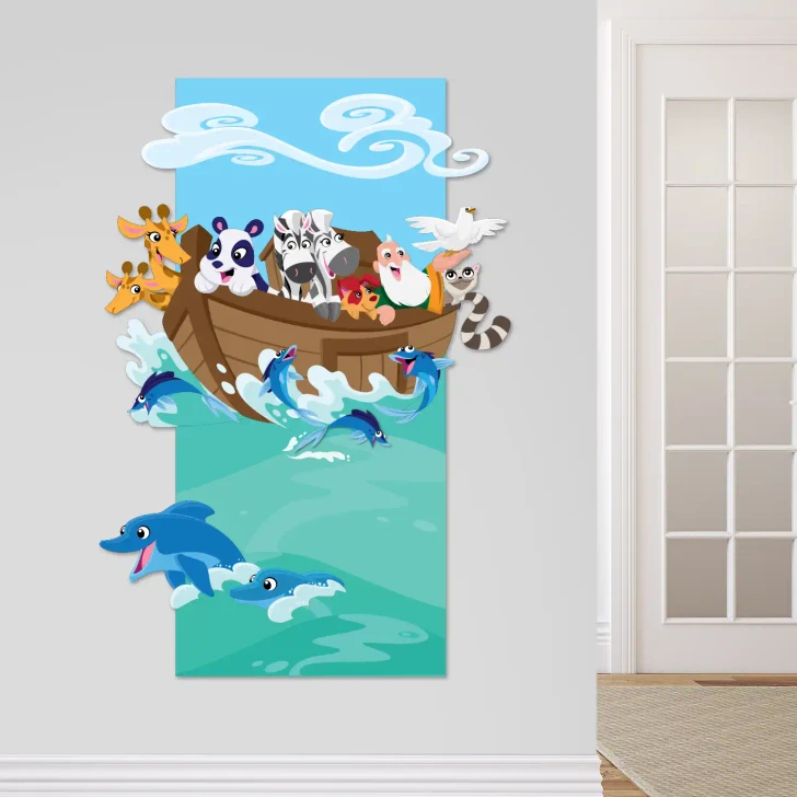 Noahs Ark rainbow kids church wall decal