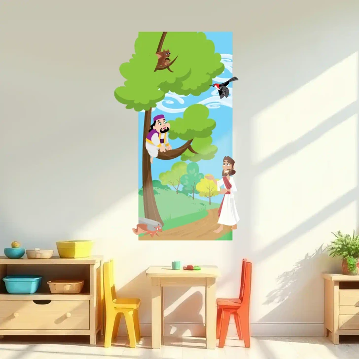 Jesus and Zacchaeus homeschool wall decal
