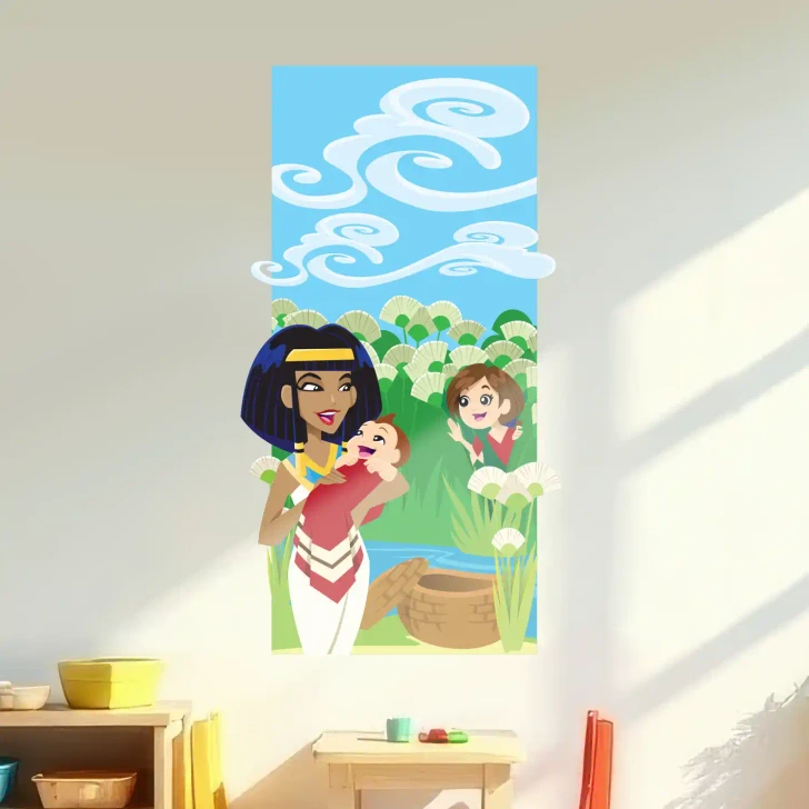 Pharaoh daughter finds Moses wall decal for VBS