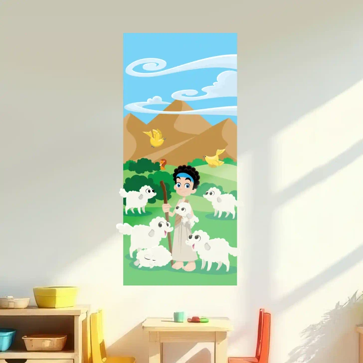 Young David with sheep sunday school wall decal