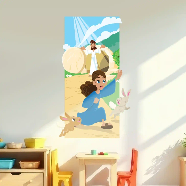Jesus resurrection wall decal Christian classroom Bible learning display kids
