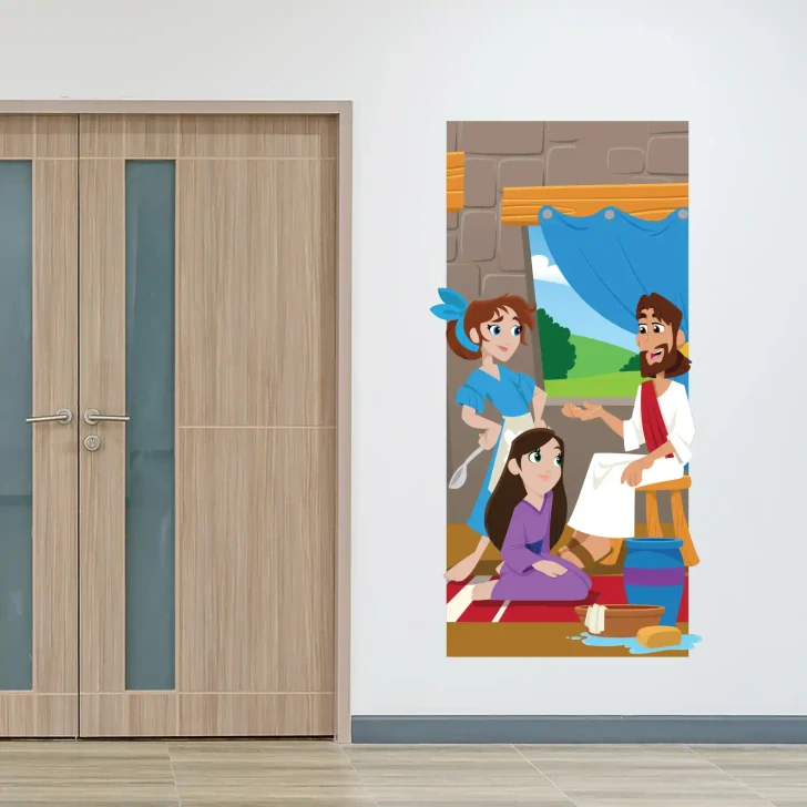 Jesus teaching Mary and Martha wall decal