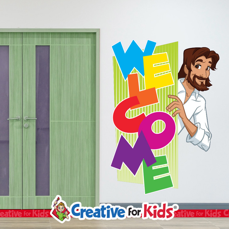 Welcome everyone into your Children's Ministry, Kids Church or Sunday School with this attention getting welcome and greeting wall decal. We have many to choose from.