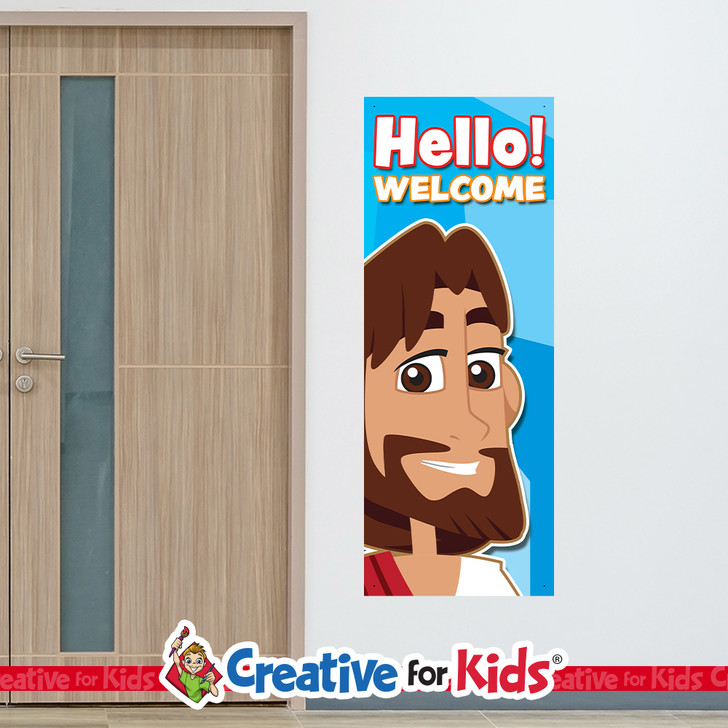 Welcome everyone into your Children's Ministry, Kids Church or Sunday School with this attention getting welcome and greeting wall decal. We have many to choose from.