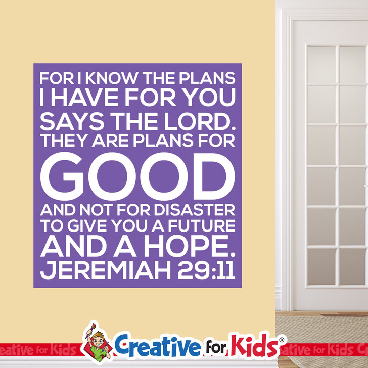 For I Know The Plans Crisp Designed Scripture Wall Decal designed for kids church wall decals perfect for your Sunday School, kids church, or Children's Ministry hallways.