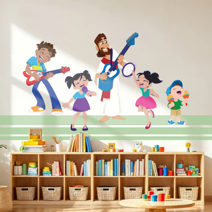 Follow Jesus Wall Decal – colorful, faith-based kids wall art for Sunday School, kids church, or Children's Ministry