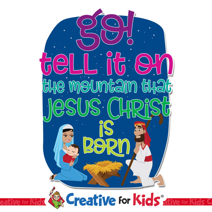 Jesus Christ is Born nativity Christmas wall decal for kids ministry Sunday School classroom, or Children's Ministry hallway.