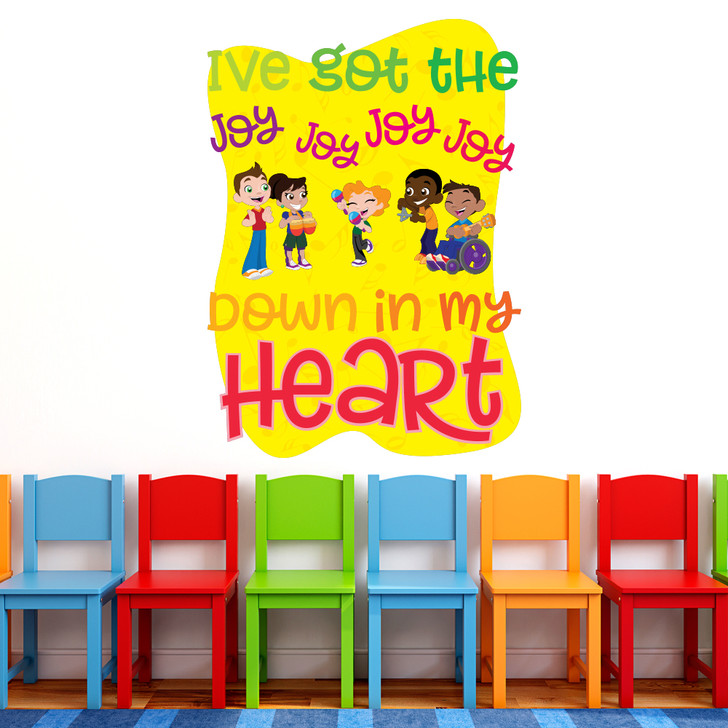 I've Got The Joy Down In My Heart Bible Verse Wall Decal is a delightful way to welcome Preschoolers and families to Sunday School.