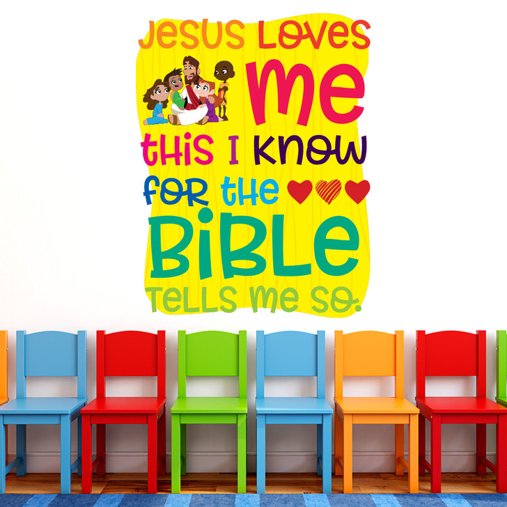 Jesus Loves Me Bible Verse Wall Decal is a delightful way to welcome Preschoolers to Sunday School.