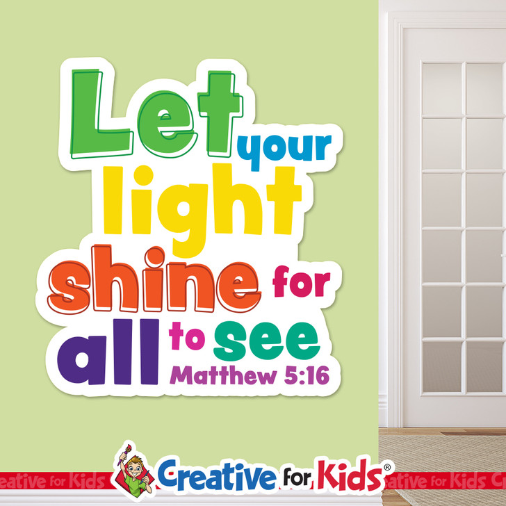 Let Your Light Shine White Trim Scriptures are creatively designed to draw kids and families attention to encouraging Bible verses. Great for your Kids Church, Sunday School, or Children's Ministry.