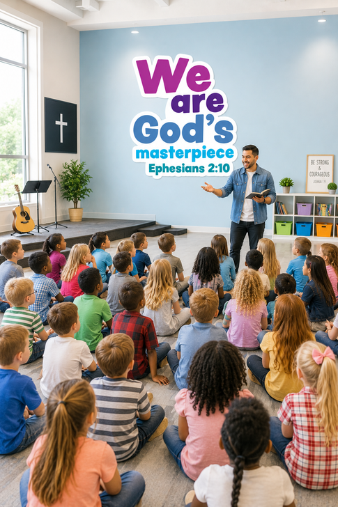 Ephesians 2:10 We are God's masterpiece wall decal in kids ministry classroom