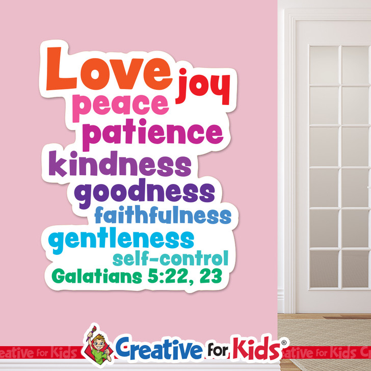 Galatians 5:22-23 Fruit of the Spirit wall decal in kids ministry classroom