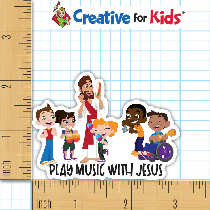 Playing music worshiping With Jesus Tiny Sunday School Stickers are a great resource if you need a gift, reward, or prize for volunteers or kids. Great for your Kids Church, Sunday School or Children's Ministry.
