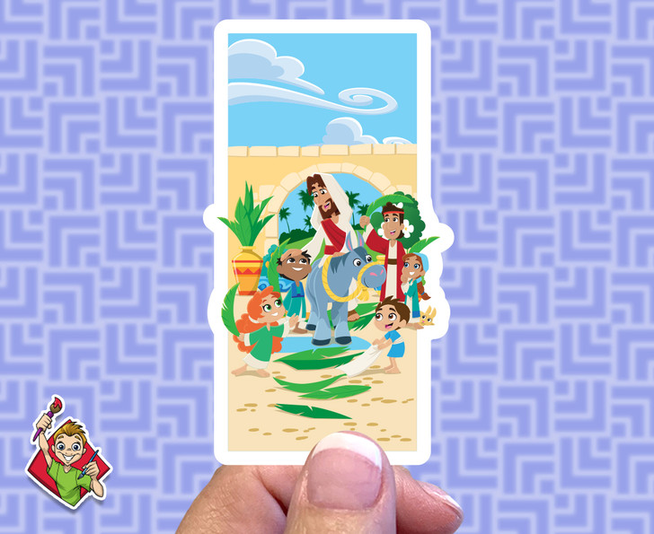 Palm Sunday Hosanna Jesus on a Donkey Tiny Sunday School Stickers are a great resource if you need a gift, reward, or prize for volunteers or kids. Great for your Kids Church, Sunday School or Children's Ministry.