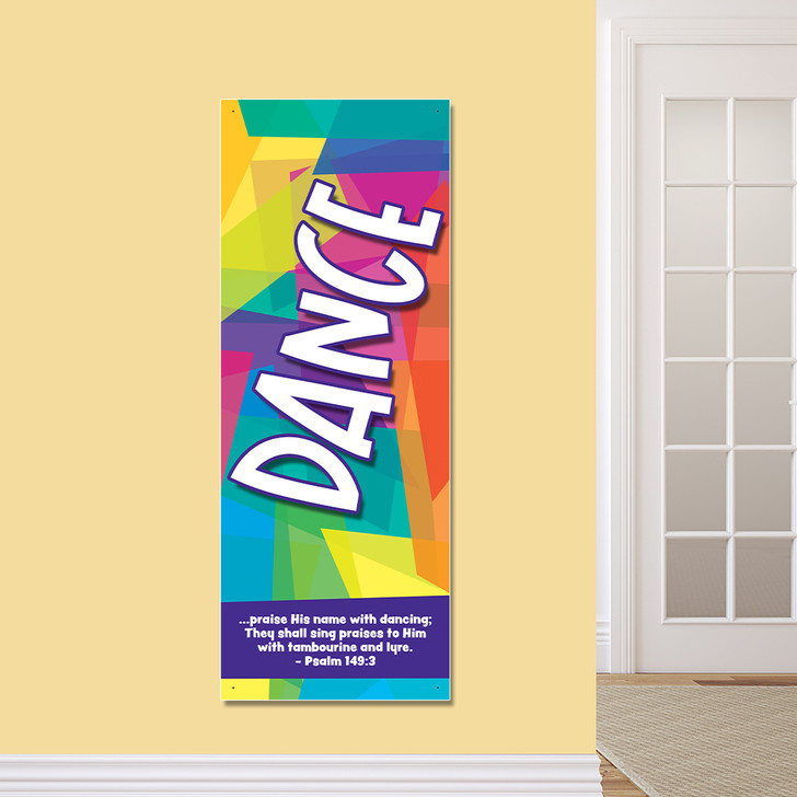 Dance Worship Kids Church Banner encourages kids to worship Jesus in kids church, Sunday school, classrooms, hallways, and registration areas. They will inspire kids to do what they were created to do, worship God! All vinyl banners include the option of grommets or no grommets.