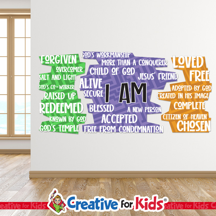 I am Color Puzzle Word Cloud, Sunday School Decal, Books Bible Decal, Kids Church Decor, Sunday School