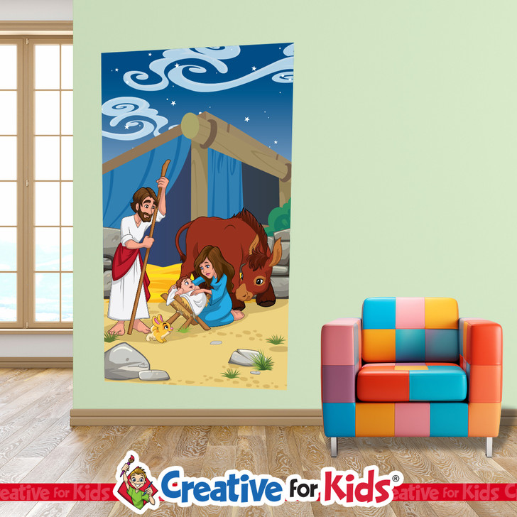 Nativity Elementary Christmas Bible Story Wall Decal will bring the stories of the Bible to life on the walls of your Sunday School, kids church, or Children's Ministry hallways.
