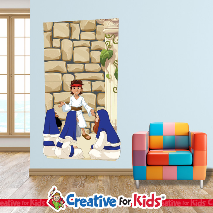 Jesus Teaching in Temple Elementary Bible Story Wall Decal will bring the stories of the Bible to life on the walls of your Sunday School, kids church, or Children's Ministry hallways.