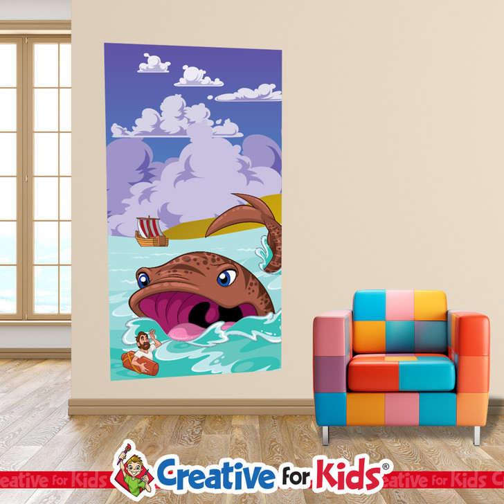 Jonah and the Whale Elementary Bible Story Wall Decal will bring the stories of the Bible to life on the walls of your Sunday School, kids church, or Children's Ministry hallways.