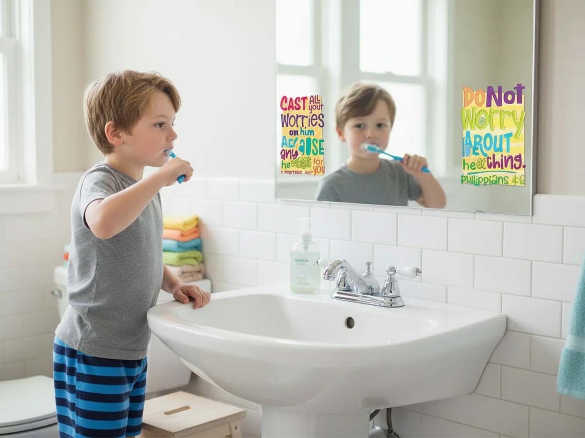 Fun wall art designs for childrens bathroom