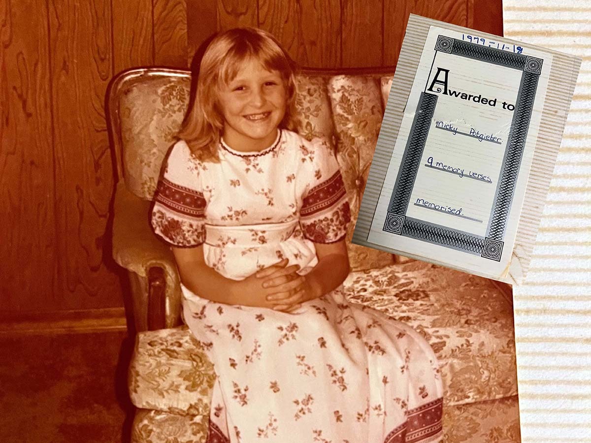 Young Michele Triplett wins memory verse award at 7 years old