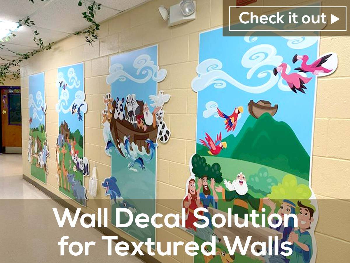 Creative for kids room wall decals sticking to church cinder block walls
