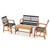 4 Pieces Acacia Wood Patio Conversation Table and Chair Set with Hand Woven Rope