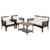 4 Pieces Patio Rattan Acacia Wood Furniture Set with Cushions and Armrest - Color: Espresso