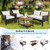 4 Pieces Patio Rattan Acacia Wood Furniture Set with Cushions and Armrest - Color: Espresso