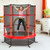 55 Inch Kids Recreational Trampoline Bouncing Jumping Mat with Enclosure Net-Red - Color: Red