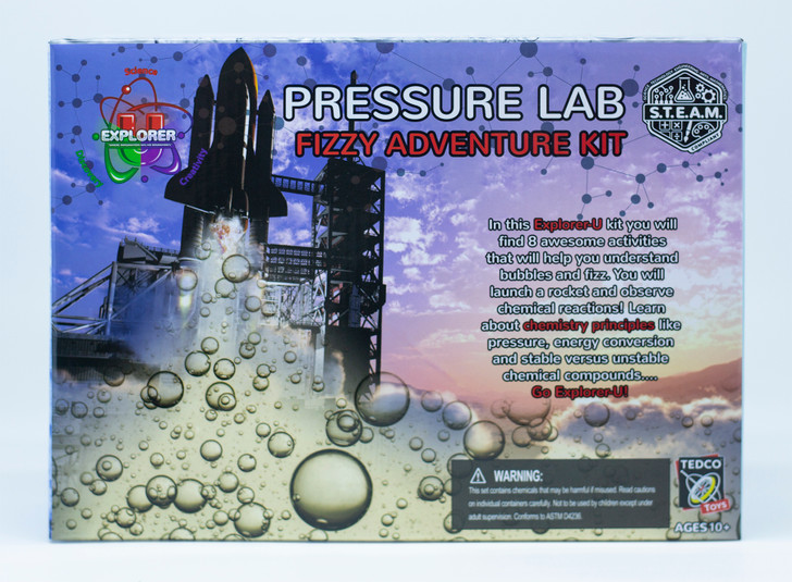 Pressure Lab Adventure Kit
Explore pressure, thrust, and chemical reactions through hands-on experiments

The Pressure Lab Adventure Kit introduces students to key physical science concepts through fun, interactive activities. Guided by a step-by-step adventure manual, learners investigate how pressure and chemical reactions create motion and force.

Includes materials for 8 exciting experiments

Teaches concepts of air pressure, thrust, and chemical reactions

Adventure guide offers easy, step-by-step instructions

Encourages STEM learning through observation and discovery

Recommended for ages 10 and up

Only sold in increments of 2 (case pack of 2)

An ideal kit for classrooms, after-school programs, or home science exploration—perfect for young scientists eager to experiment with the power of pressure.