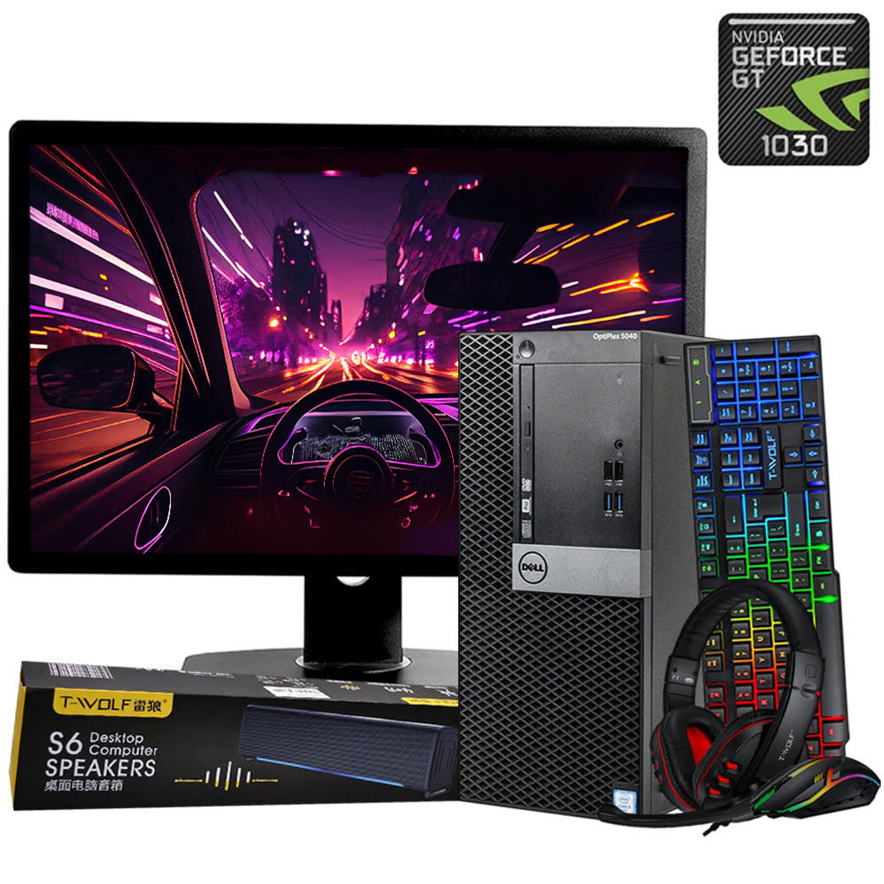 Gaming PC i7 Computer Bundle Intel Quad Core i7 16GB 1TB Win 10 GTX 1050Ti  RGB