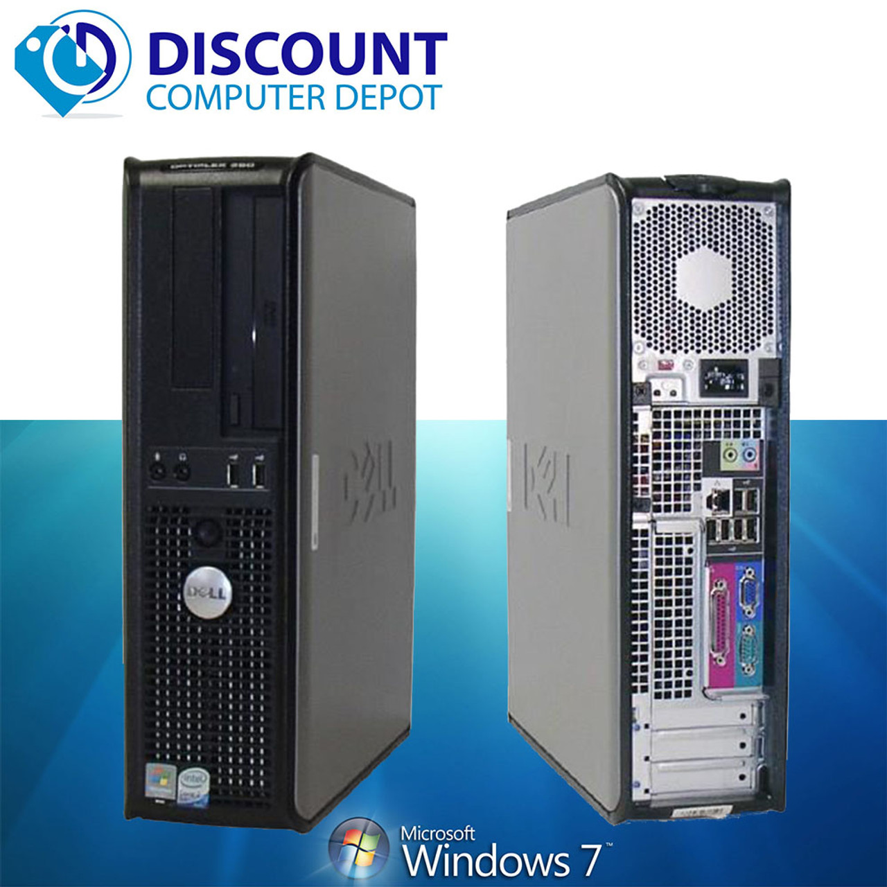 Windows 7 Premium 32-bit Dell Optiplex 745  GHz, Core 2 Duo Small Desktop  & LCD Computer Monitor