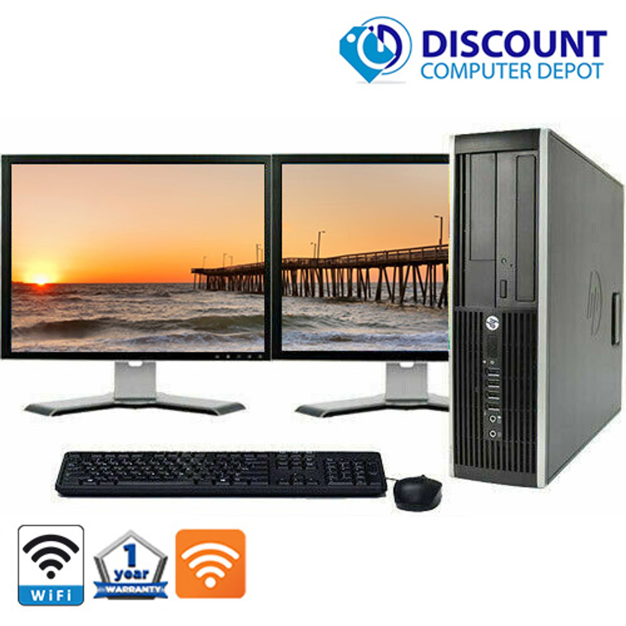 Hp Elite 00 Desktop Computer Pc I5 3 1ghz 4gb 500gb Dual 19 Lcd S Windows 10