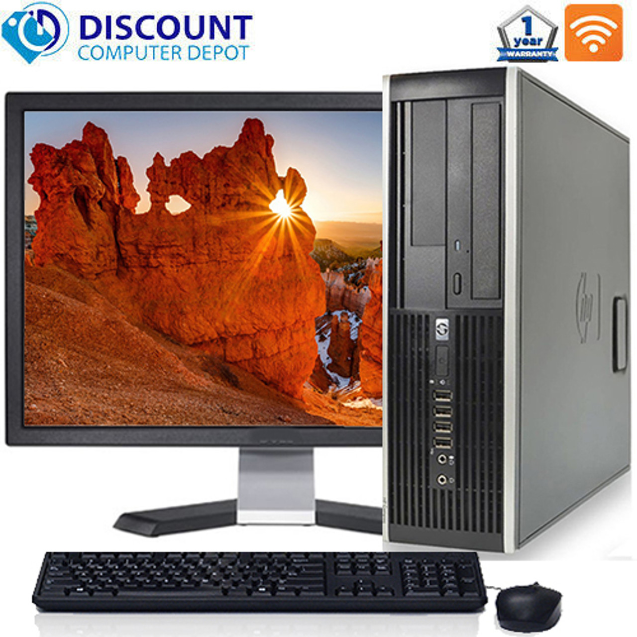 Hp Elite 00 Windows 10 Pro Desktop Computer Pc Core I5 8gb 500gb 19 Lcd