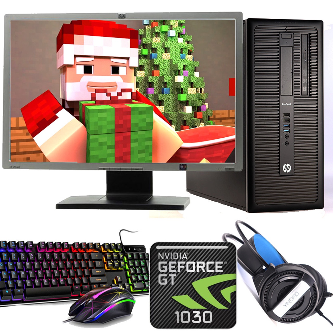 HP Gaming PC Bundle / 600 G1 Core i5 Tower / 16GB Memory 512GB SSD / Nvidia  GT 1030 Graphics / 24