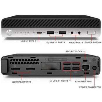 Right Side View HP EliteDesk 800 G3 Micro Desktop Intel Core i5-7500T 7th Gen 8GB RAM 256GB Solid State Drive Windows 10 Professional