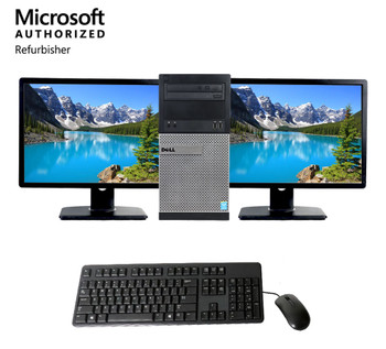 Cheap, used and refurbished Dell 3020 i5 4th gen Tower 3.20GHz 16GB RAM 512SSD 2TB HDD Windows 10 Pro with Dual 22" LCD