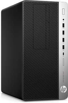 Side Front View, HP ProDesk 600 G3 Tower Computer Intel Core i3 7th Gen 16GB RAM 512GB SSD Windows 10 Professional