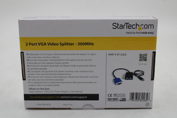 NEW STARTECH ST122LE 2 PORT VGA VIDEO SPLITTER 300 MHZ WIRED