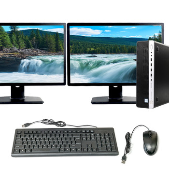 Front View,  HP ProDesk 600 G4 Desktop Computer Intel Core i7 8th Generation Processor 32GB RAM 1TB SSD Dual 22in Monitor Wi-Fi Windows 11 Professional